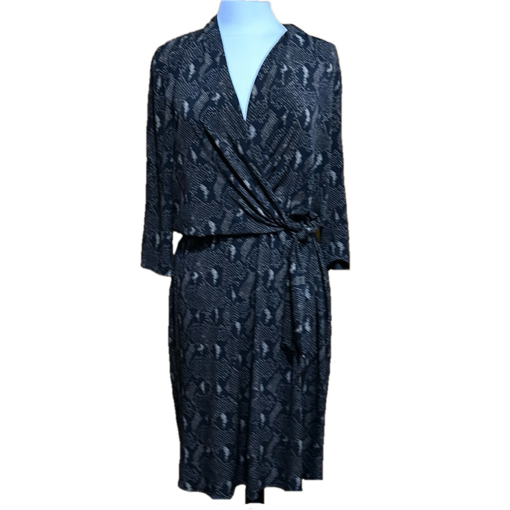 Tahari Women's Snakeskin Print Faux Wrap Dress Knee Length Party Size XL - EUC